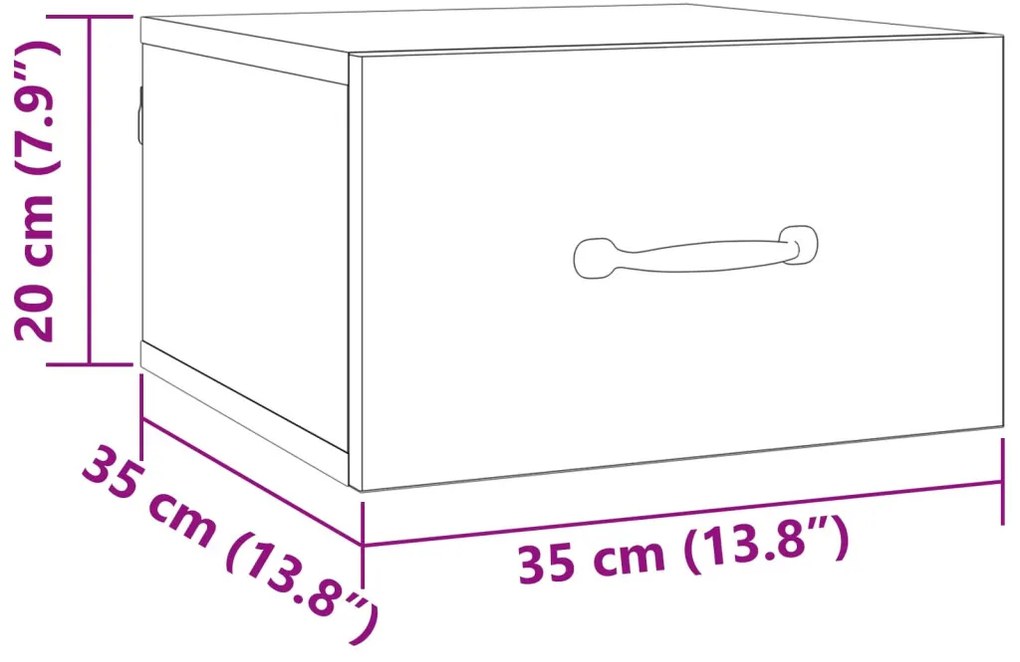 vidaXL Éjjeliszekrény fiókkal Fekete tölgy 35 x 35 x 20 cm Faanyag
