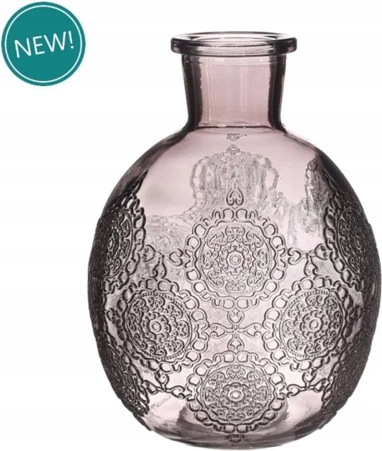 Üveg váza 17cm gömb alakú Szürke mintával