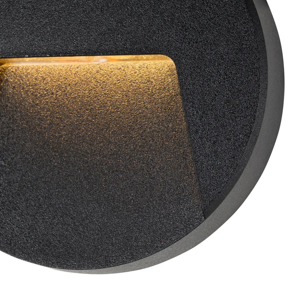 6 db fekete, kerek kültéri fali lámpa szett LED-del IP65 - Gem