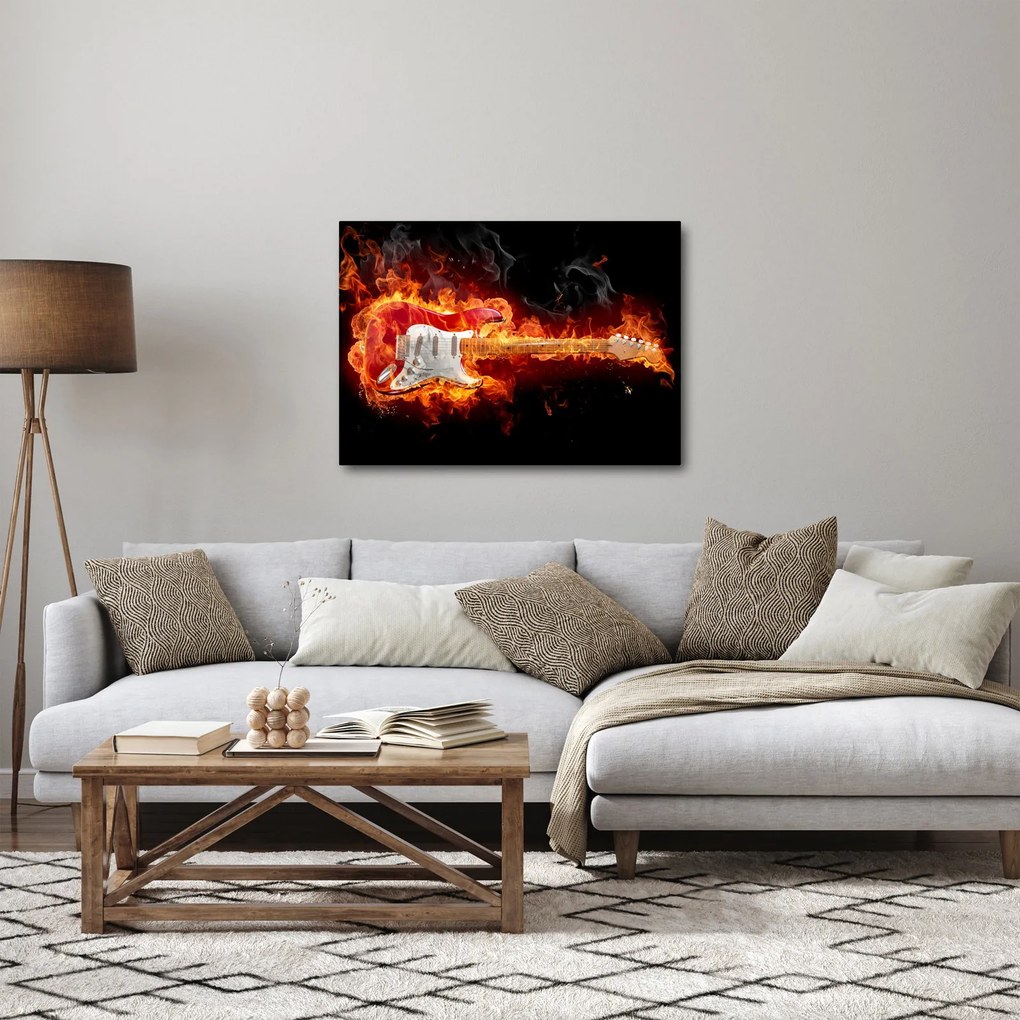 Kép - Gitár a lángokban (70x50 cm)