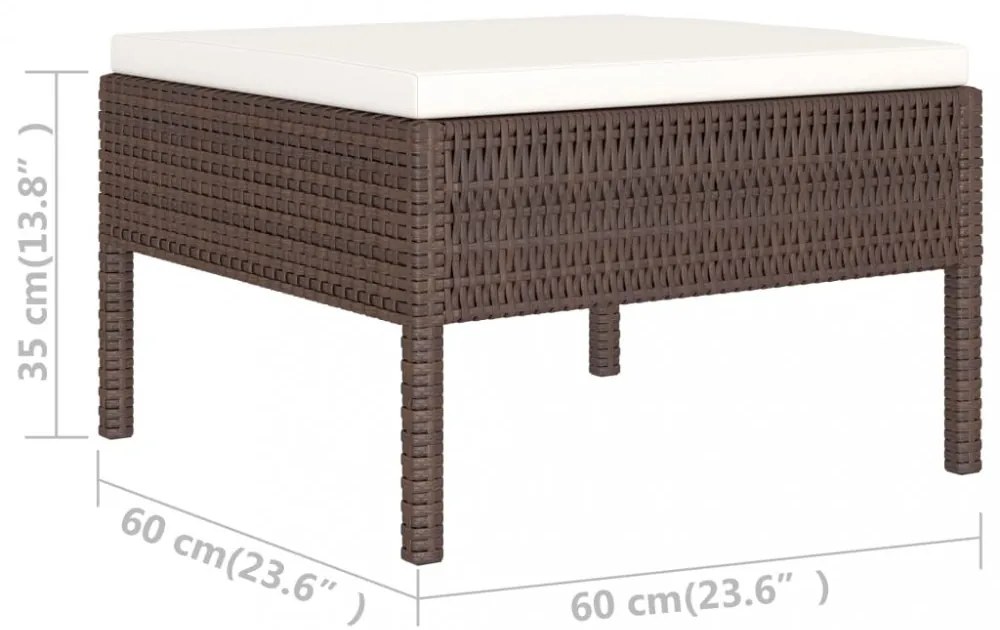 vidaXL 6 részes barna polyrattan kerti bútorszett párnákkal