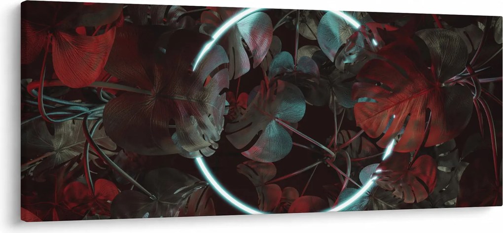 Kép - Neon kör a pálmafák között (120x50 cm)