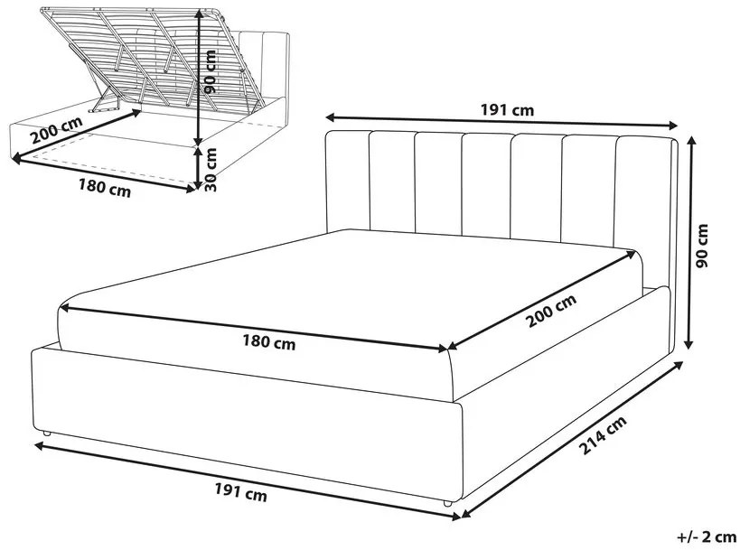 Franciaágy 180 cm Faris (többszínű) (ágyráccsal). 1078645