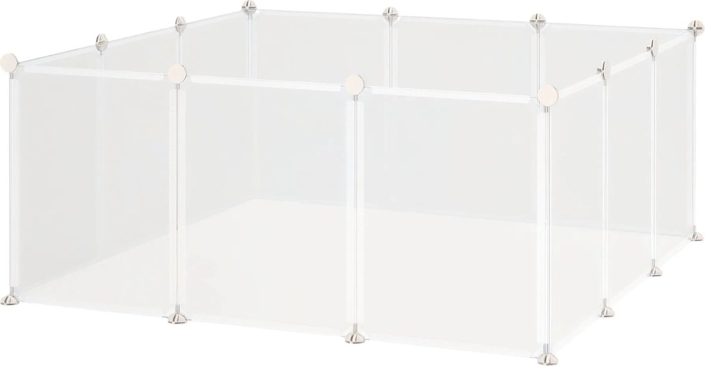 PawHut DIY Szabadjáró Kert 12 Paneles Futókerítés Kisállatoknak 105 x 105 x 45 cm Fehér Fém PP Gyanta | Aosom