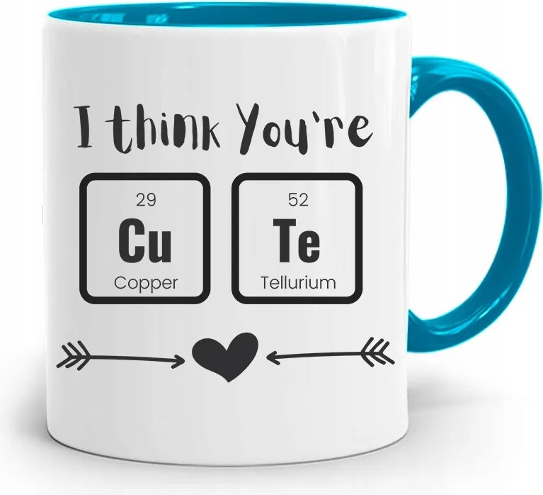 Kék Bögre Valentin Napra You're Cute nyomott mintával