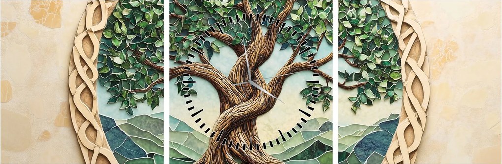 Kép – Fonott életfa (órával) (90x30 cm)