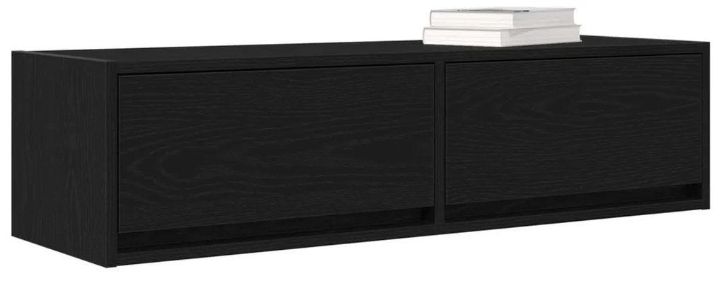 TV Szekrény Fekete Tölgy 100x31x25,5 cm Szerelt Fa
