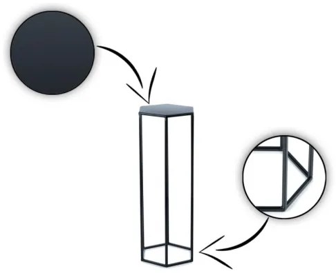 Virágállvány 70x24 cm fekete színben