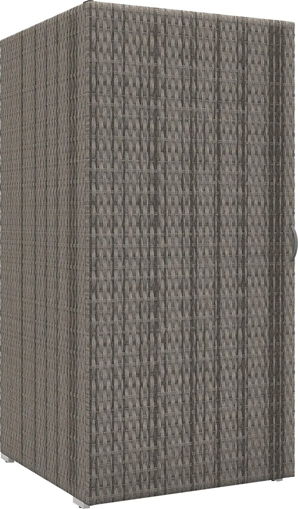 Outsunny Kültéri és Beltéri Rattan PE Szekrény, Kertiszerszám Szekrény 2 Rekesszel Teraszra és Medence Mellett, 60x63x120cm, Szürke | Aosom