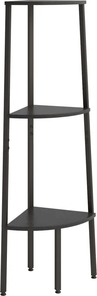 vidaXL 3 szintes fekete sarokpolc 45,5 x 31,5 x 120 cm