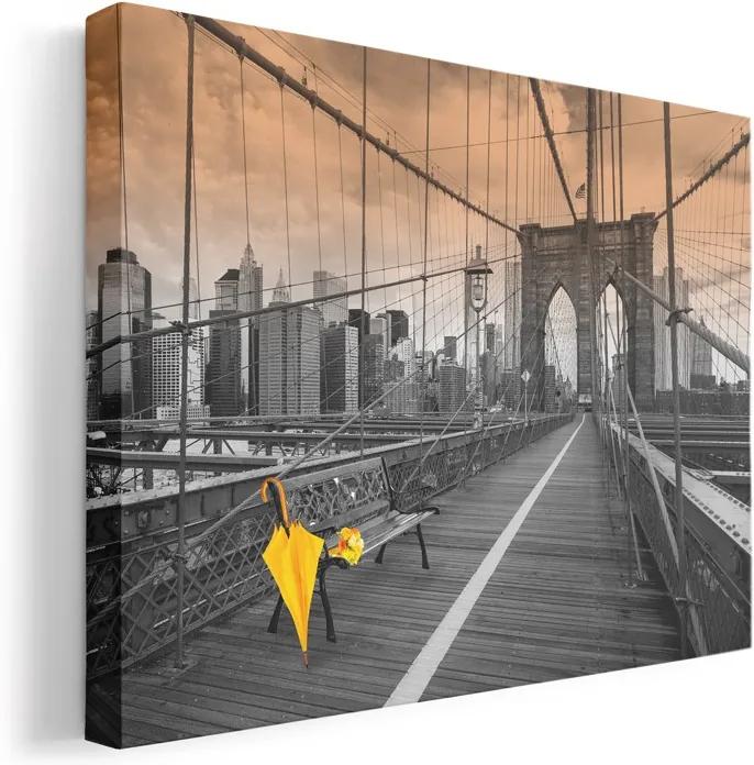 New York Brooklyn bridge, sárga esernyő vászonkép