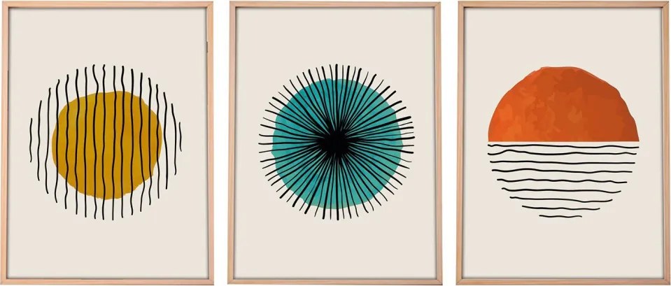 Huhu12 keretezett MDF falikép, 50 x 70 cm, 3 db-os szett