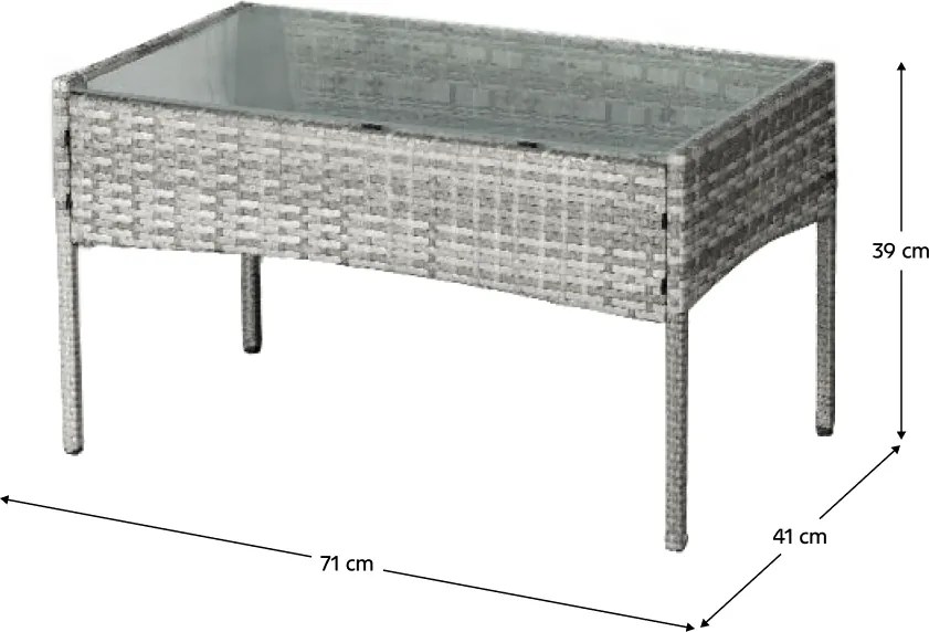 Kerti 4 részes rattan szett szürke, RATANA