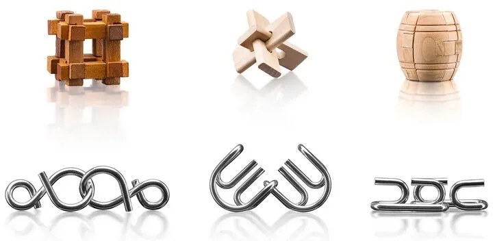 Népszerű Fém-fa logikai játék, 6 darabos készlet