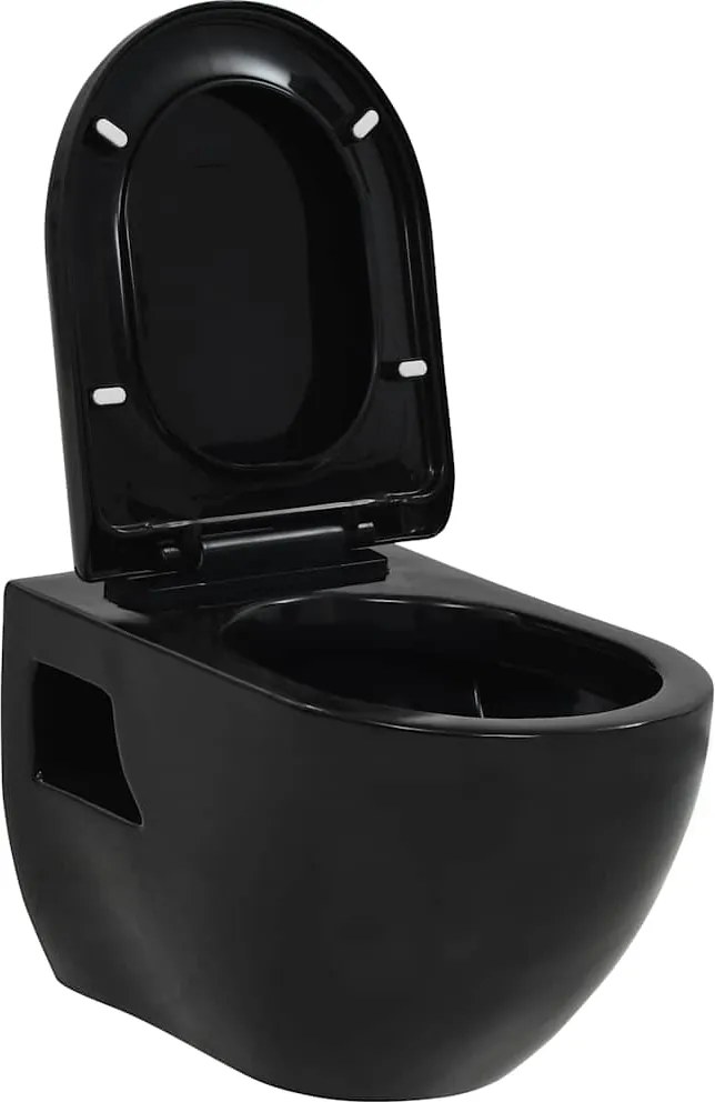 vidaXL fekete kerámia fali WC csésze
