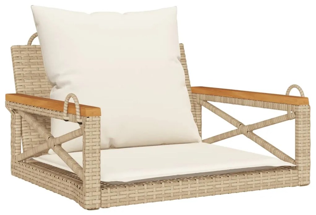 vidaXL bézs polyrattan hintapad párnákkal 63 x 62 x 40 cm