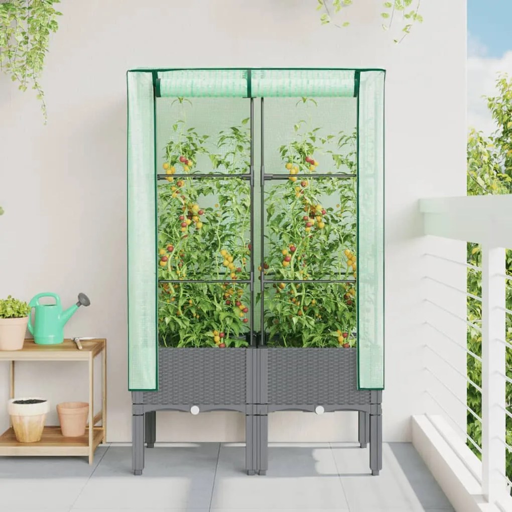 rattan megjelenésű magaságyás melegháztakaróval 80x40x140 cm