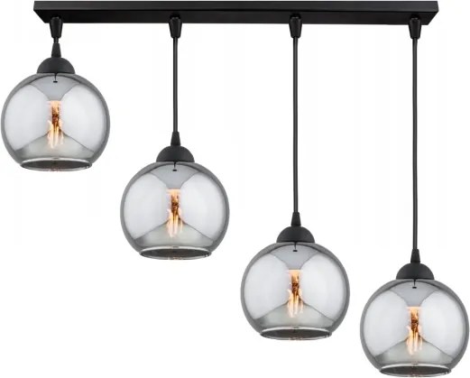 Brilagi - Kábelre függesztett DIOR csillár 4xE27/60W/230V fekete/füstszürke