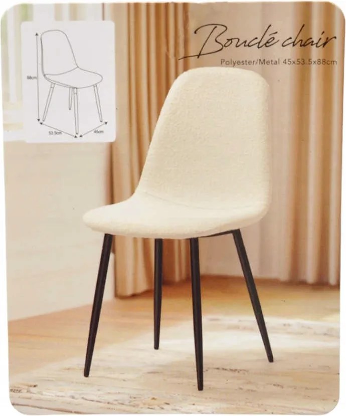 4 Db-os Szék Szett, Kárpitozott Szék Nappaliba Boucle Bézs