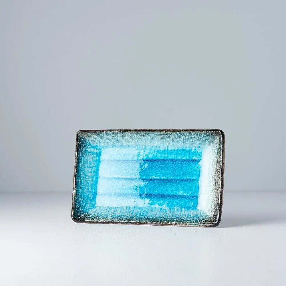 Sky kék kerámia szervírozó tányér, 21 x 13,5 cm - MIJ
