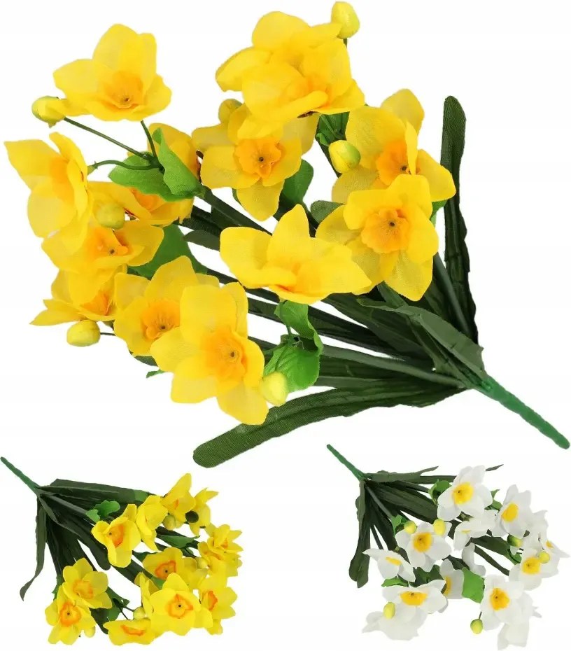Mesterséges nárcisz csokor húsvéti díszvirág sárga nárcisz 44 cm