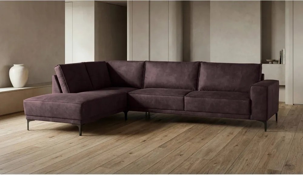 Barna bőrutánzat sarokkanapé (bal oldali) Copenhagen – Scandic