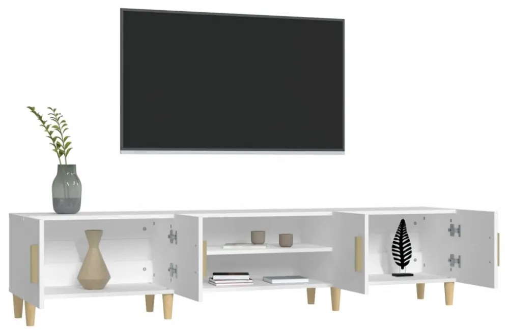 fehér, rétegelt fa TV-szekrény 180 x 31,5 x 40 cm