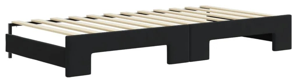 fekete kihúzható bársony heverő matraccal 90 x 200 cm