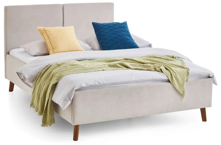 Bézs kárpitozott franciaágy ágyráccsal 140x200 cm Piano – Meise Möbel