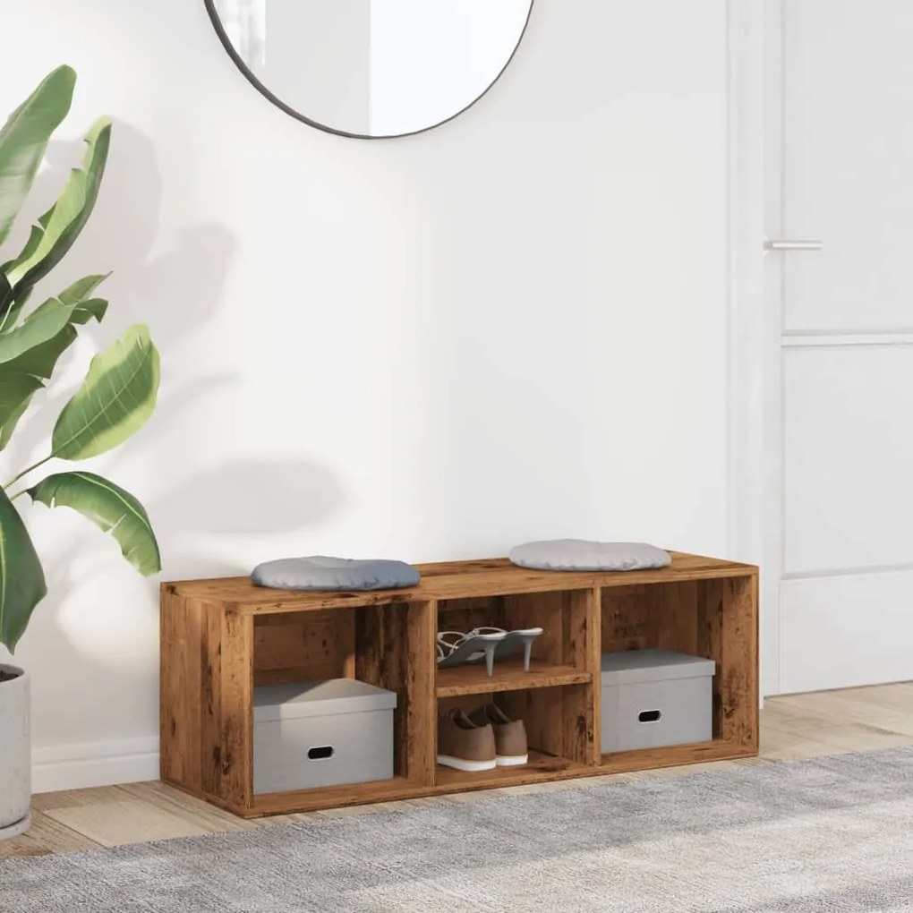 antik fa színű szerelt fa cipőtároló pad 105 x 35 x 35 cm