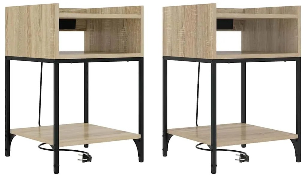 Éjjeli Szekrények 2 pcs sonoma tölgy 40 x 40 x 61 cm Faanyag