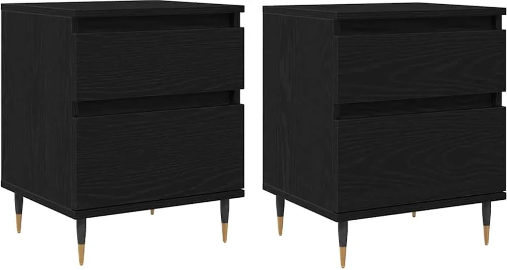 vidaXL Éjjeliszekrény 2 pcs Fekete tölgy 40 x 35 x 50 cm Faanyag