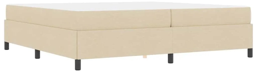 Boxrugós ágy Krém és fekete 200 x 200 cm Textil és mérnöki fa