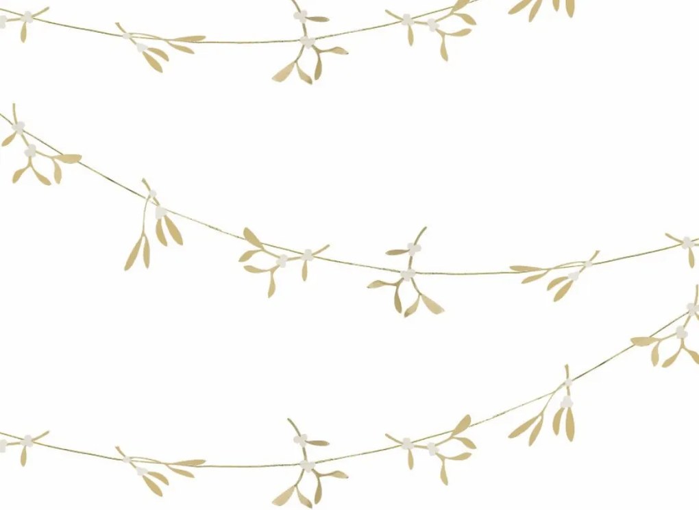 Karácsonyi girland GOLD MISTLETOE 5 m, arany