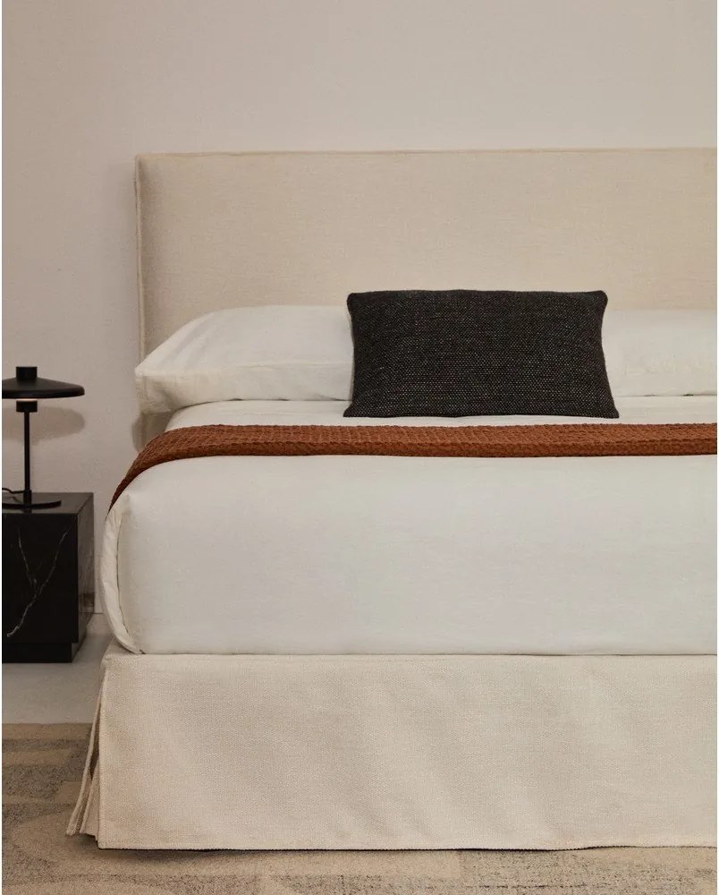 Fehér kárpitozott franciaágy ágytámla nélkül 160x200 cm Jaira – Kave Home