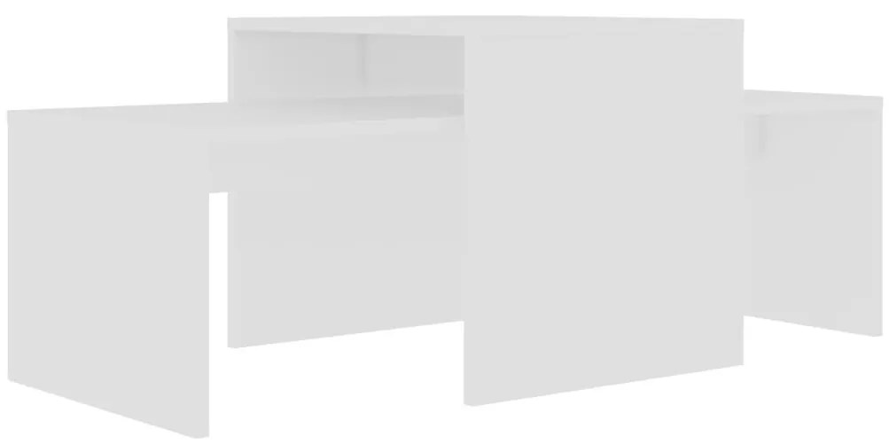 Fehér szerelt fa dohányzóasztal szett 100 x 48 x 40 cm