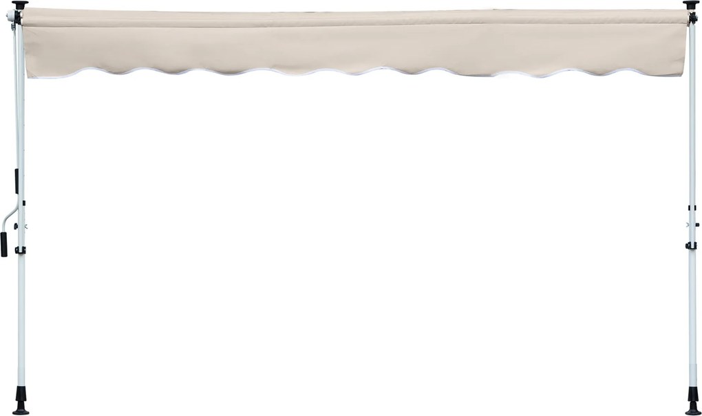Outsunny Behúzható Kézi Napernyő 4x1.2 m Kültéri Terasz Rolós Napernyő Állítható Magasságú Kézi Kurblival 170-280 cm Fúrás Nélkül Erkélyre Kertbe Beig
