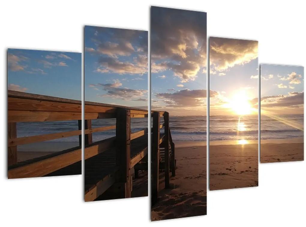 A móló, a strand és a tenger képe (150x105 cm)