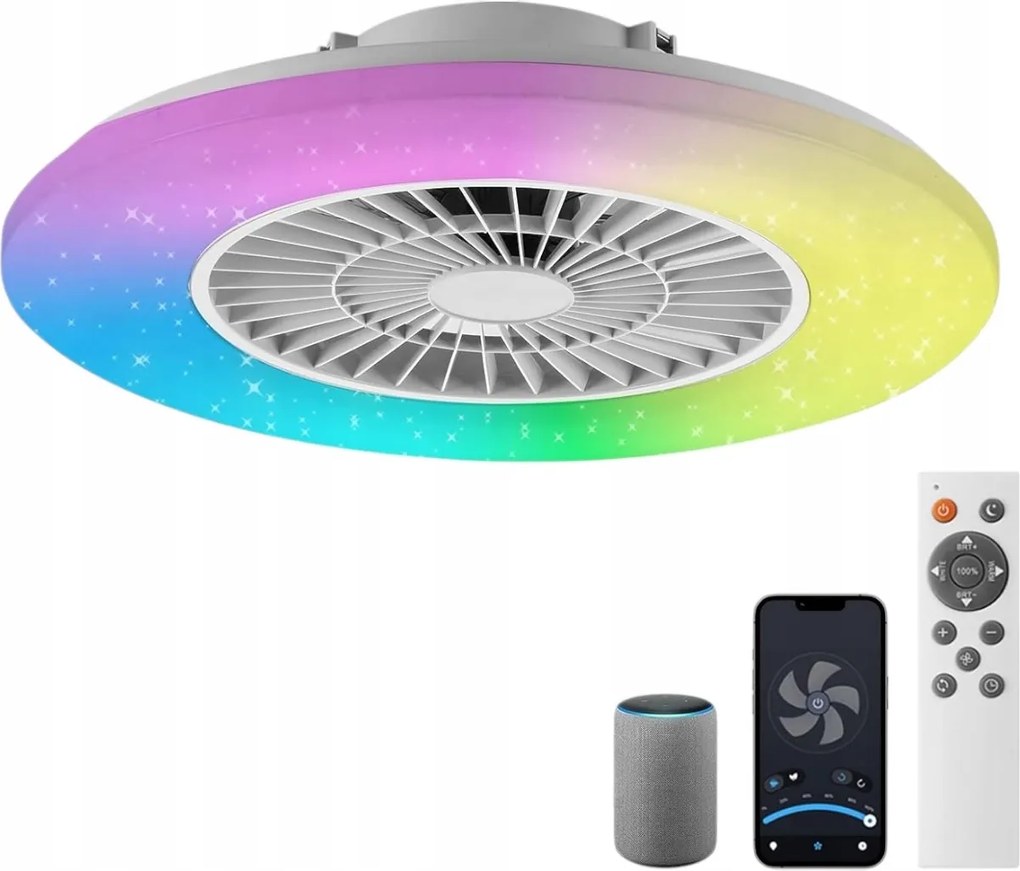 Bkzo Led mennyezeti lámpa Smart Rgb ventilátorral 60 cm távirányító alkalmazás