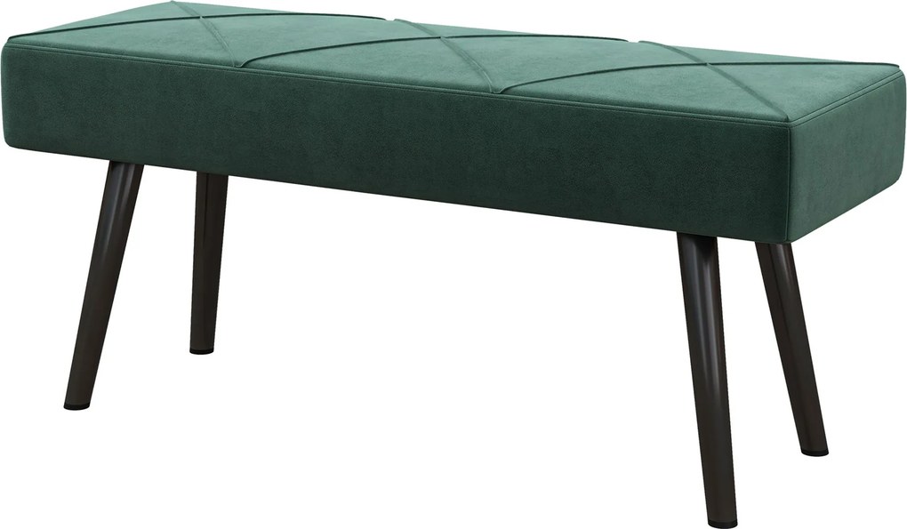 HOMCOM Velúr Hatású Kárpitozott Pad, Ágyvégi Pad X Mintával, Acél Lábakkal, Cipőpad Hálószobába, Nappaliba, Előszobába, 100 x 36 x 45 cm, Zöld | Aosom