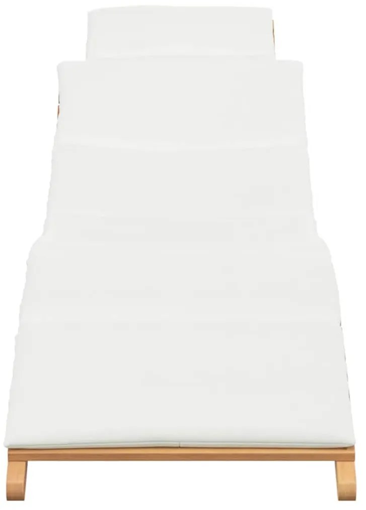 Napozó párnával Krémfehér 188 x 55 x 59 cm Tömör tíkfa
