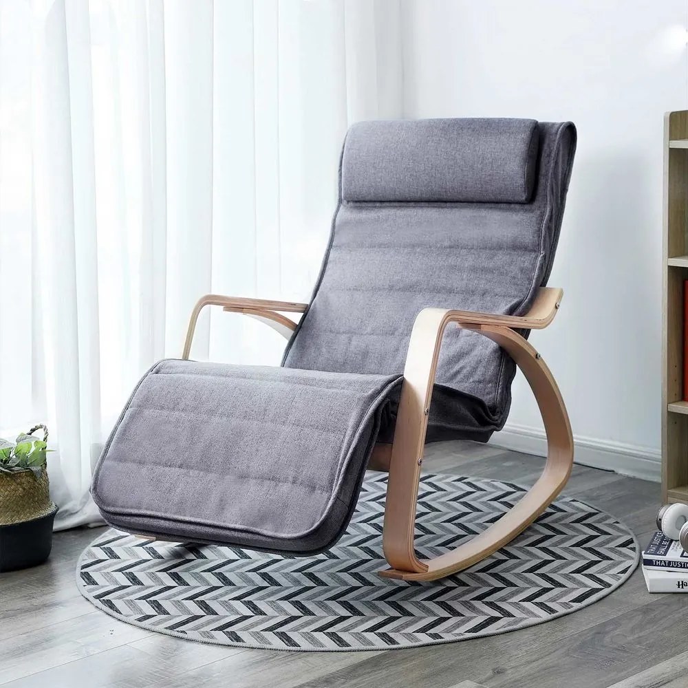 SongmicsHome SWING hintaszék, teherbírás 150kg, 67x115x91cm, szürke