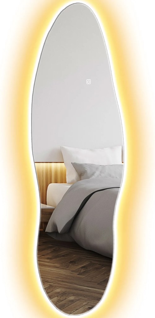 HOMCOM LED Világítású Teljes Test Tükör 120x40 cm Keret Nélküli Fali Tükör 3 Színű Világítással, Memória Funkcióval és Érintőgombbal | Aosom