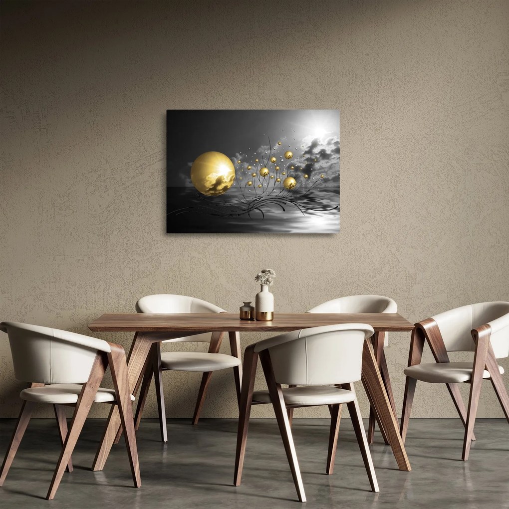 Okker gömbök képe (üvegen) (70x50 cm)