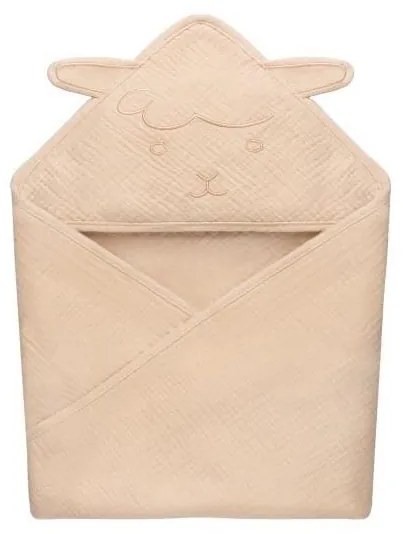 Lionelo - Gyerek kapucnis muszlin törölköző Bézs Cappuccino