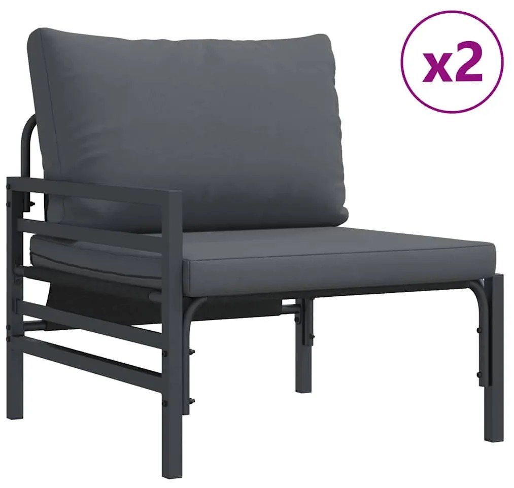 Kerti Kanapé Szett 3 pcs Antracitszürke Acél