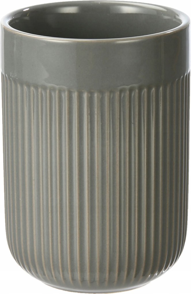 Fogkefe Bögre Mintás Dombornyomott Csíkos Szürke Kerámia Stílusos Modern