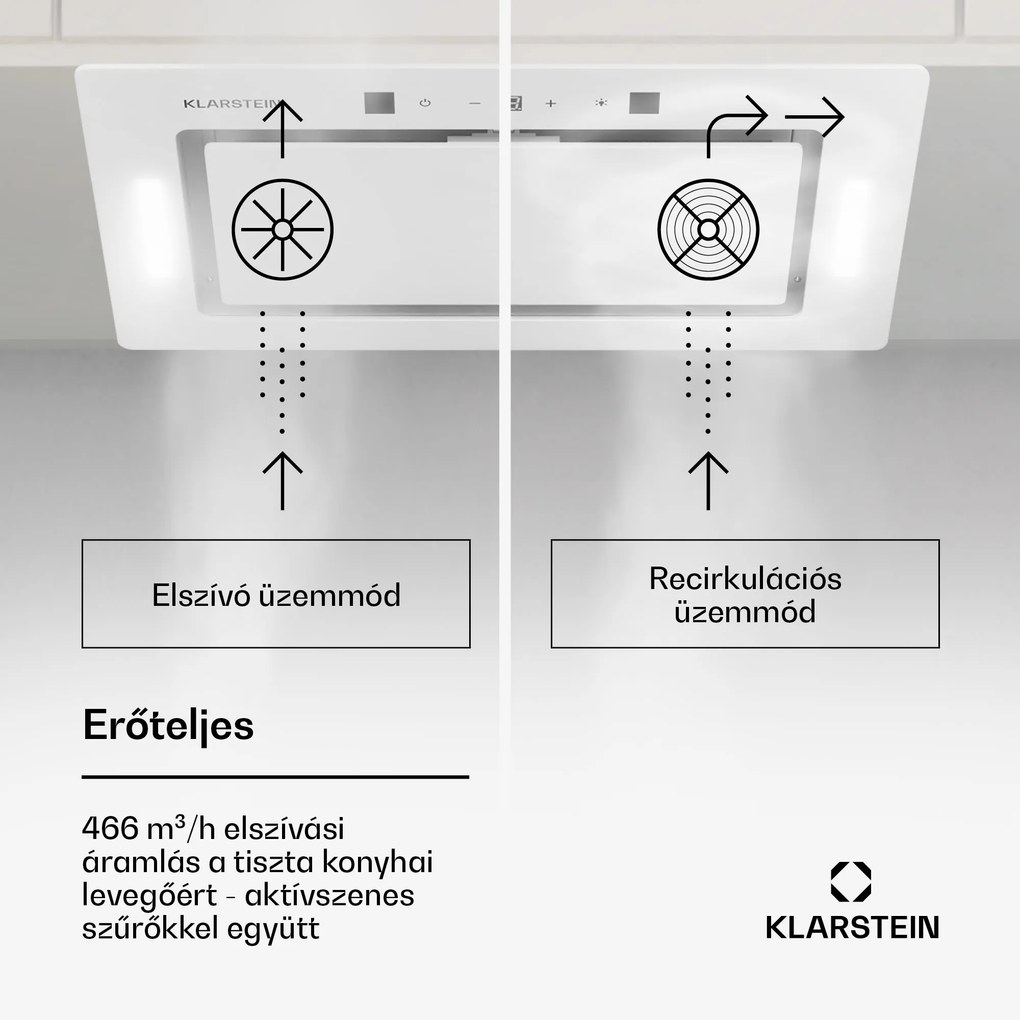 Klarstein Hektor Eco, páraelszívó, 72 cm, 466 m³/ó, érintéses vezérlés, üveg
