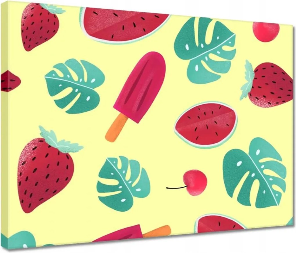 Vászonkép 40x30 Monstera Levél Fagylalt Görögdinnye