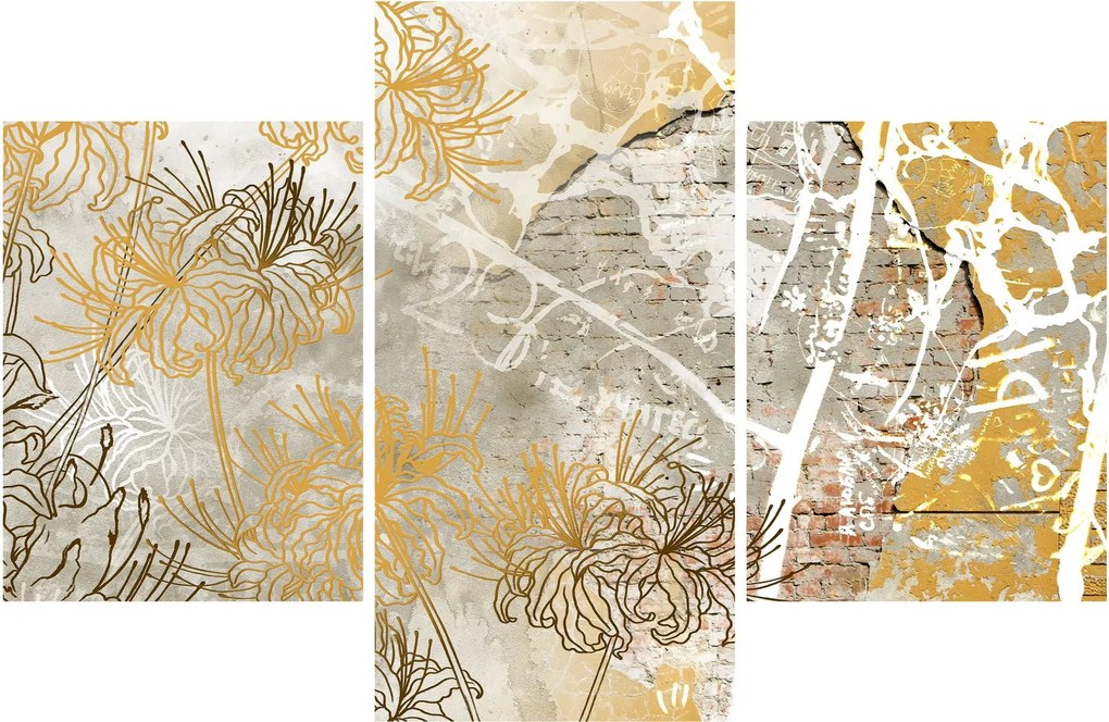 Kép - Vintage fal virágokkal (90x60 cm)